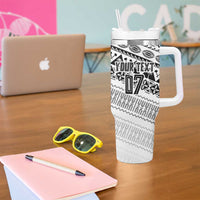 Fiji Rugby Custom Kaiviti Masi Tumbler With Handle Black - Polynesian Pride