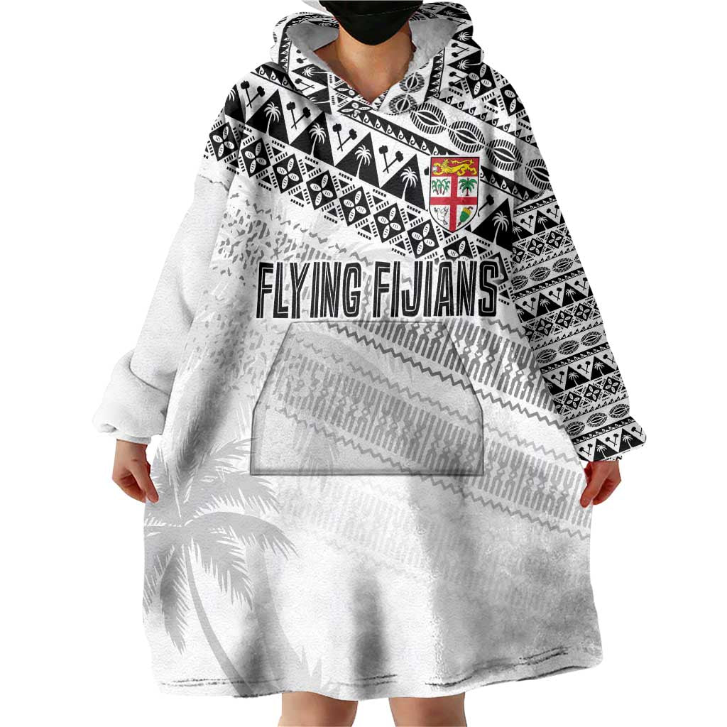 Fiji Rugby Custom Kaiviti Masi Wearable Blanket Hoodie Black - Polynesian Pride