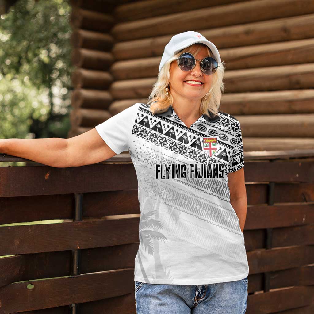 Fiji Rugby Custom Kaiviti Masi Women Polo Shirt Black - Polynesian Pride