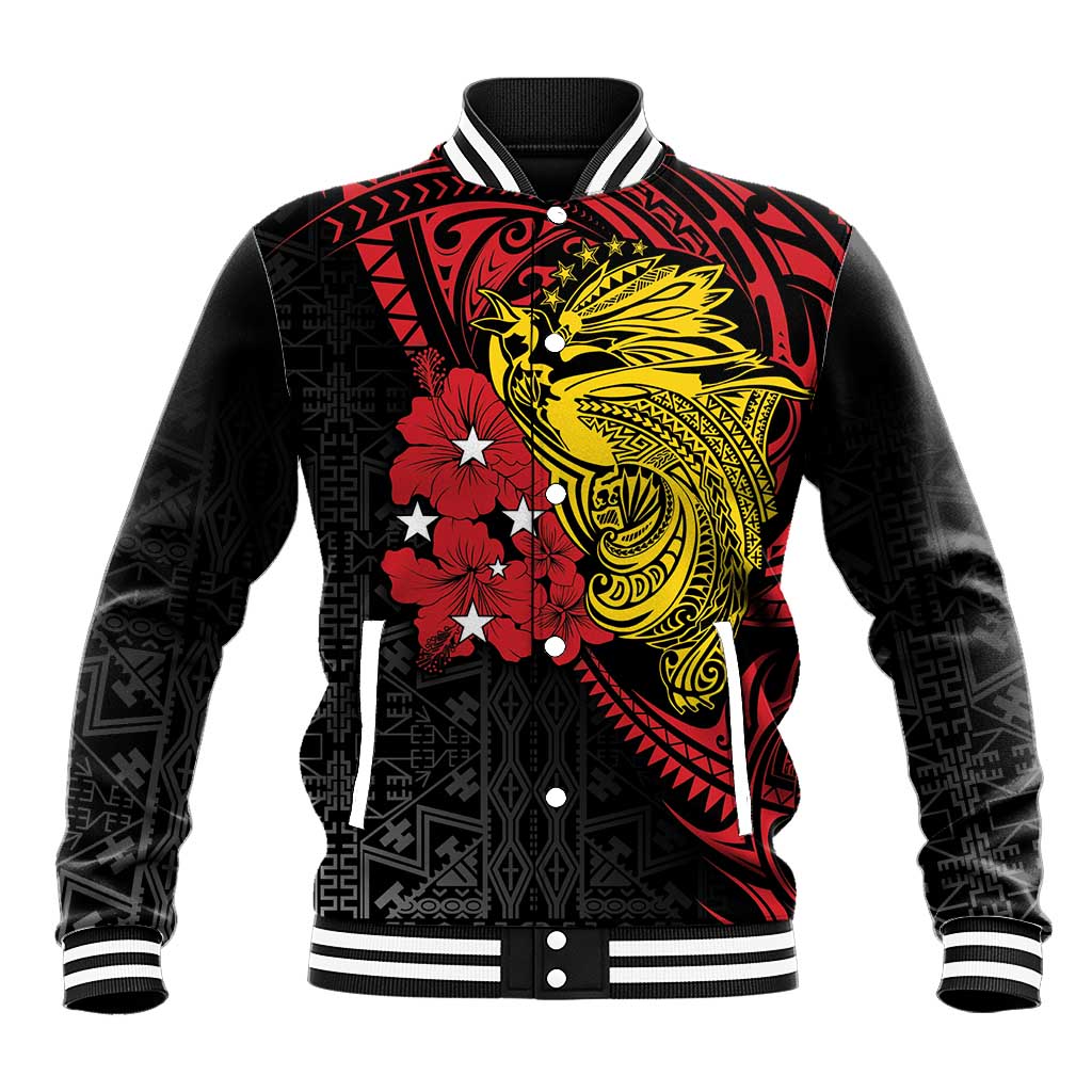 Papua New Guinea 49th Independence Day Baseball Jacket Motuan Revareva Bird-of-Paradise LT7 Unisex Black - Polynesian Pride