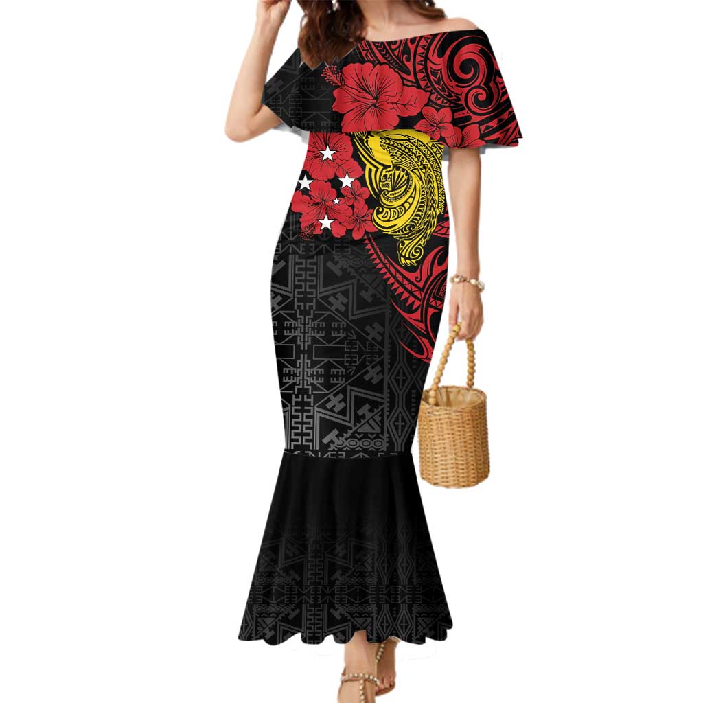 Papua New Guinea 49th Independence Day Family Matching Mermaid Dress and Hawaiian Shirt Motuan Revareva Bird-of-Paradise