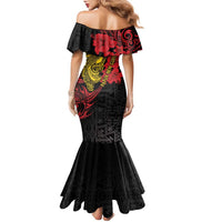 Papua New Guinea 49th Independence Day Family Matching Mermaid Dress and Hawaiian Shirt Motuan Revareva Bird-of-Paradise
