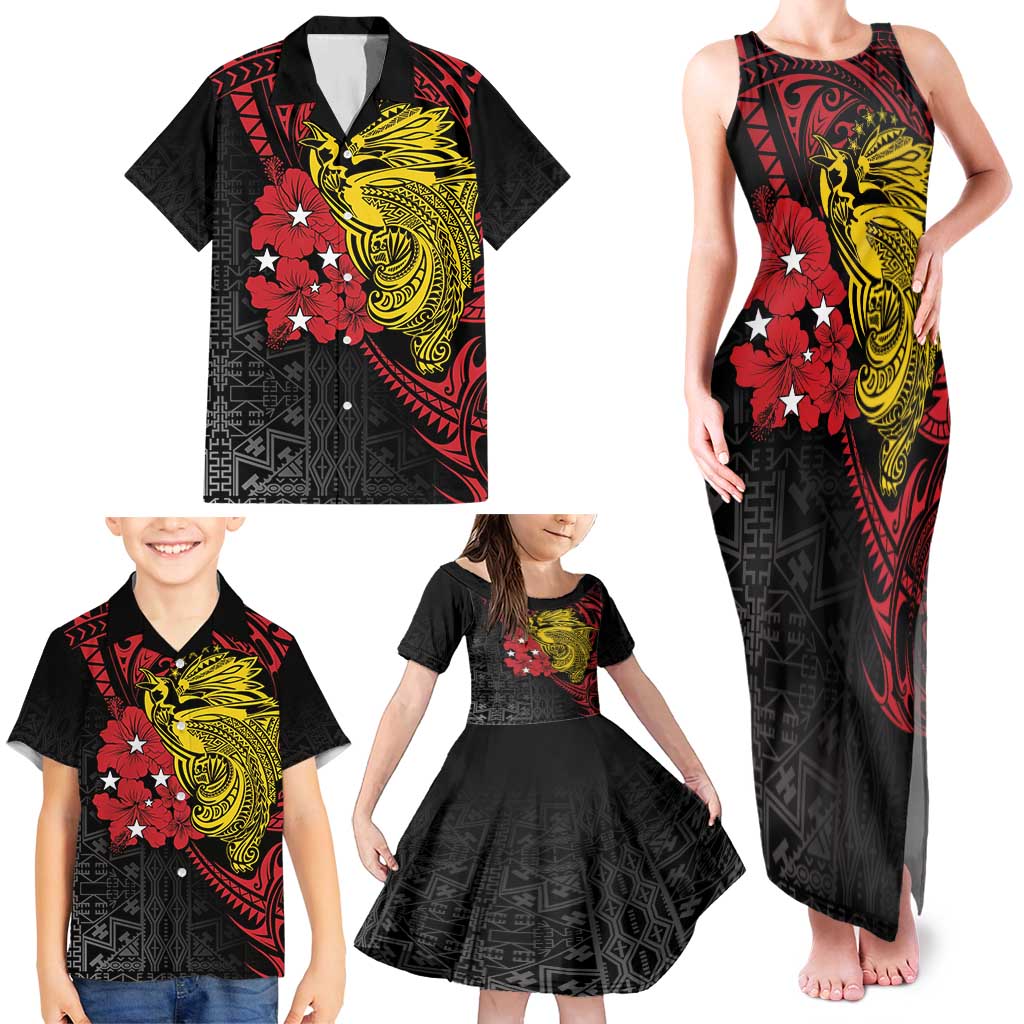 Papua New Guinea 49th Independence Day Family Matching Tank Maxi Dress and Hawaiian Shirt Motuan Revareva Bird-of-Paradise LT7 - Polynesian Pride