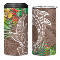 Polynesia 4 in 1 Can Cooler Tumbler Sharks Duo Tropical Brown LT7 One Size: 16 oz Brown - Polynesian Pride