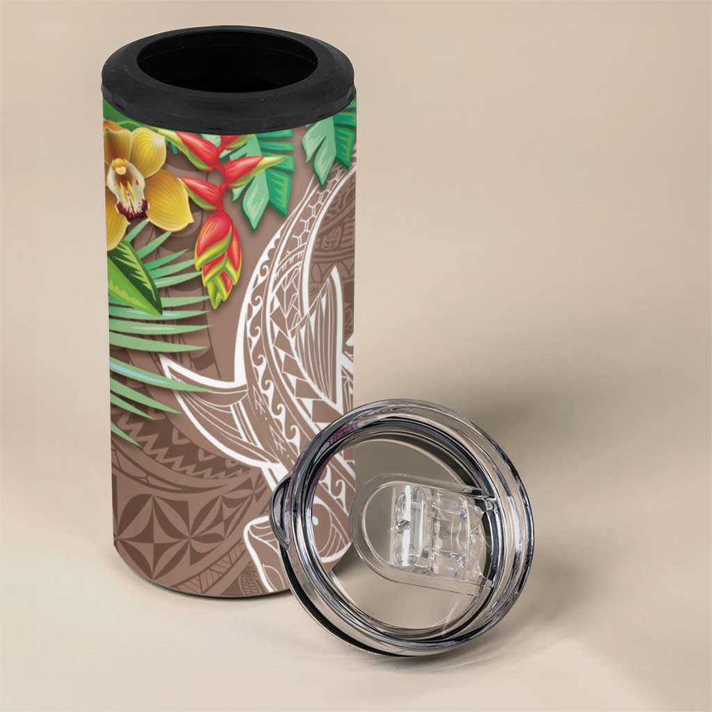 Polynesia 4 in 1 Can Cooler Tumbler Sharks Duo Tropical Brown LT7 - Polynesian Pride