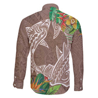 Polynesia Family Matching Mermaid Dress and Hawaiian Shirt Sharks Duo Tropical Brown LT7 - Polynesian Pride