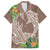 Polynesia Family Matching Off Shoulder Short Dress and Hawaiian Shirt Sharks Duo Tropical Brown