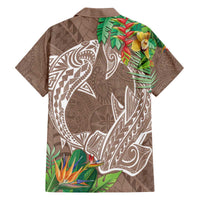 Polynesia Family Matching Puletasi and Hawaiian Shirt Sharks Duo Tropical Brown LT7 - Polynesian Pride
