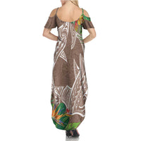 Polynesia Family Matching Summer Maxi Dress and Hawaiian Shirt Sharks Duo Tropical Brown LT7 - Polynesian Pride