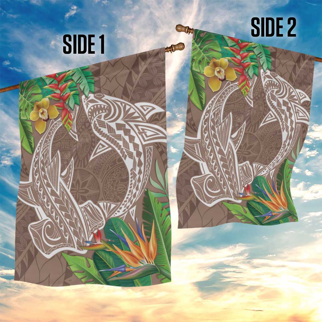 Polynesia Garden Flag Sharks Duo Tropical Brown LT7 - Polynesian Pride