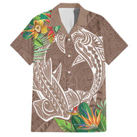 Polynesia Hawaiian Shirt Sharks Duo Tropical Brown LT7 Brown - Polynesian Pride