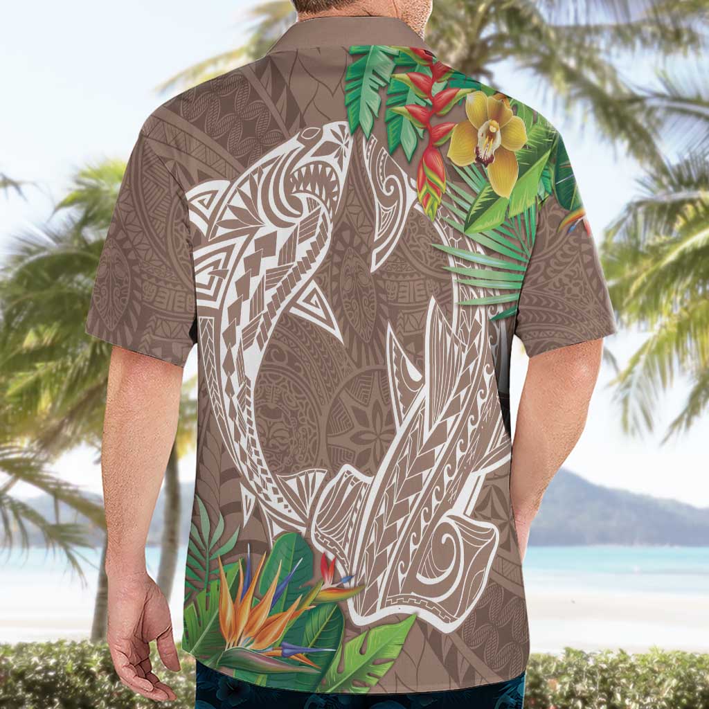 Polynesia Hawaiian Shirt Sharks Duo Tropical Brown LT7 - Polynesian Pride