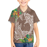 Polynesia Hawaiian Shirt Sharks Duo Tropical Brown LT7 - Polynesian Pride