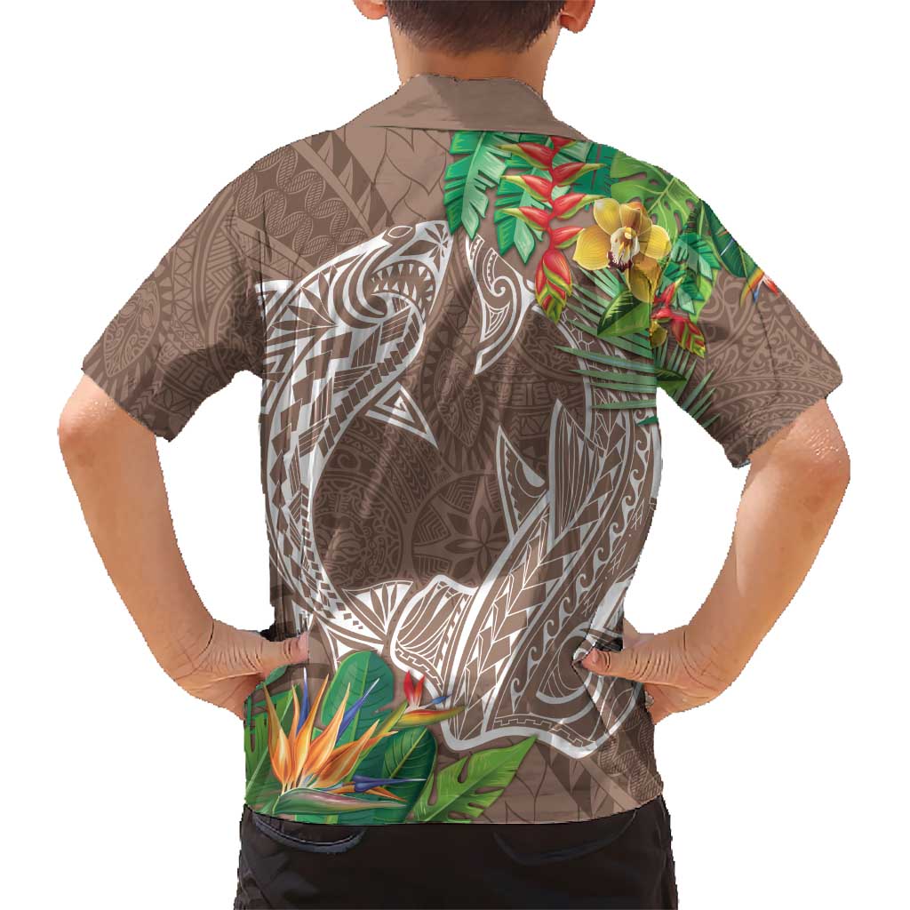 Polynesia Hawaiian Shirt Sharks Duo Tropical Brown LT7 - Polynesian Pride