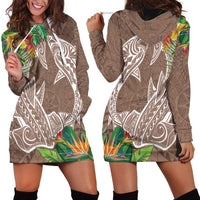 Polynesia Hoodie Dress Sharks Duo Tropical Brown LT7 - Polynesian Pride