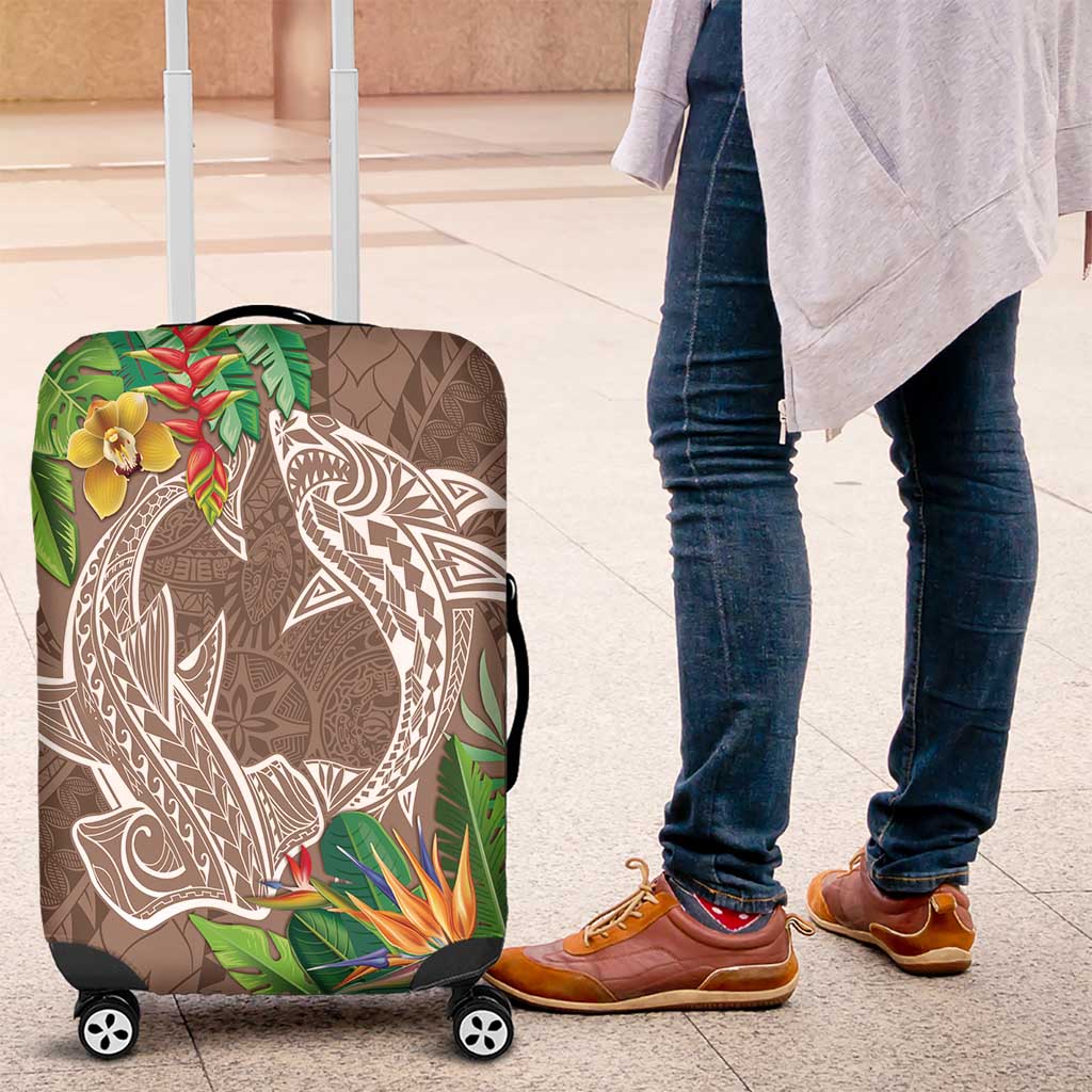 Polynesia Luggage Cover Sharks Duo Tropical Brown