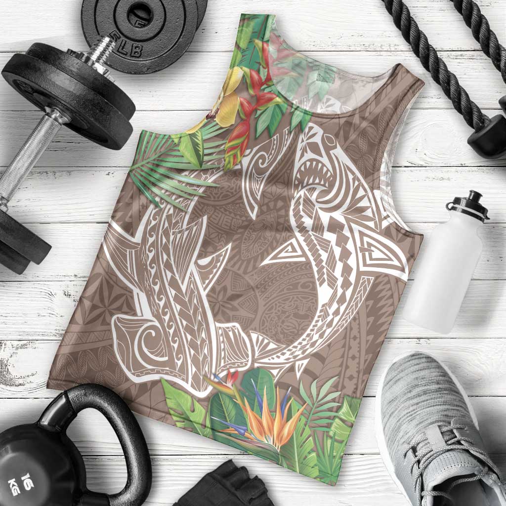 Polynesia Men Tank Top Sharks Duo Tropical Brown LT7 - Polynesian Pride