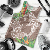 Polynesia Men Tank Top Sharks Duo Tropical Brown LT7 - Polynesian Pride