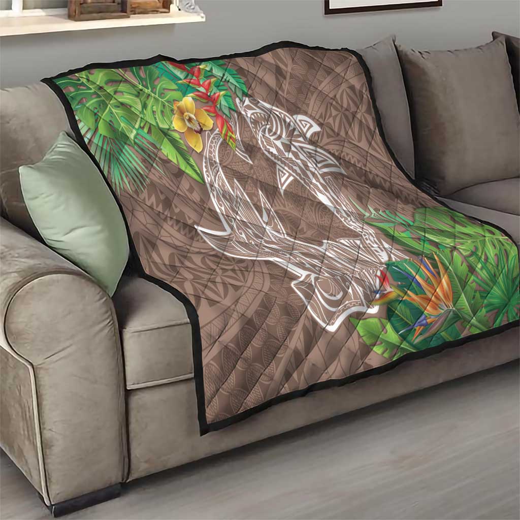 Polynesia Quilt Sharks Duo Tropical Brown