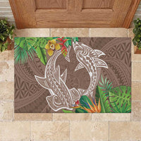 Polynesia Rubber Doormat Sharks Duo Tropical Brown LT7 Brown - Polynesian Pride