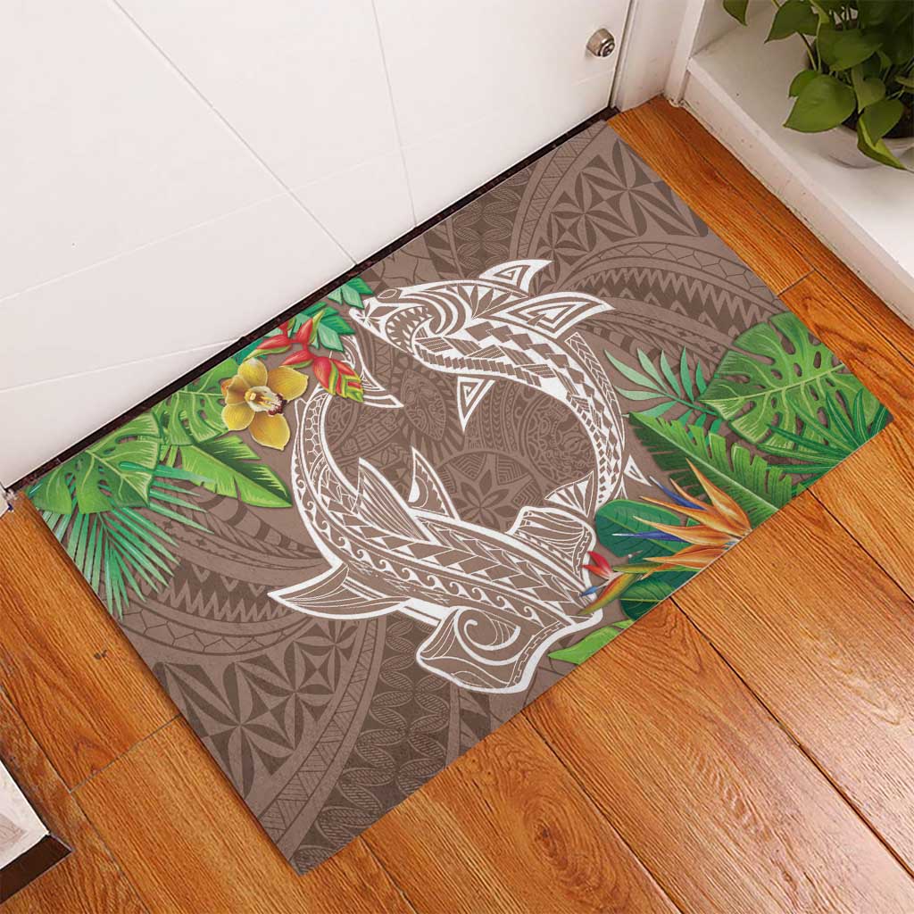 Polynesia Rubber Doormat Sharks Duo Tropical Brown LT7 - Polynesian Pride
