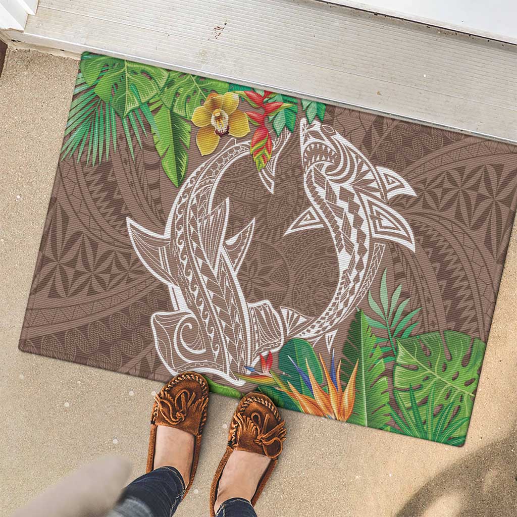 Polynesia Rubber Doormat Sharks Duo Tropical Brown LT7 - Polynesian Pride