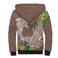Polynesia Sherpa Hoodie Sharks Duo Tropical Brown LT7 - Polynesian Pride