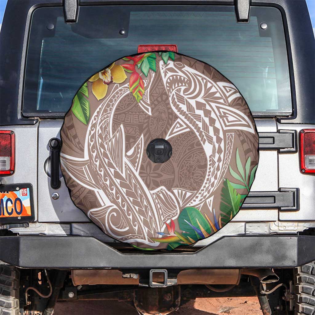 Polynesia Spare Tire Cover Sharks Duo Tropical Brown LT7 Brown - Polynesian Pride