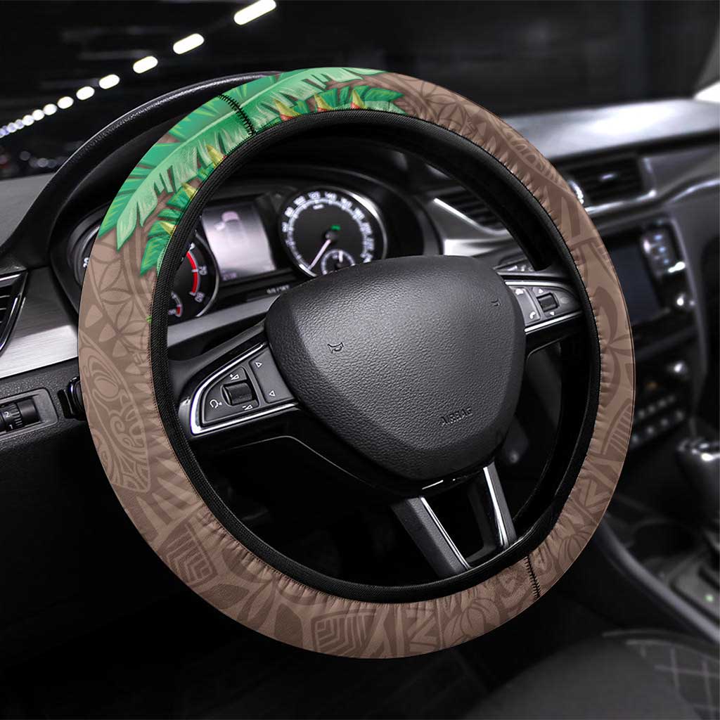 Polynesia Steering Wheel Cover Sharks Duo Tropical Brown LT7 Universal Fit Brown - Polynesian Pride