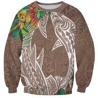 Polynesia Sweatshirt Sharks Duo Tropical Brown LT7 Unisex Brown - Polynesian Pride