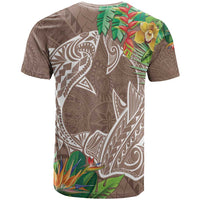Polynesia T Shirt Sharks Duo Tropical Brown