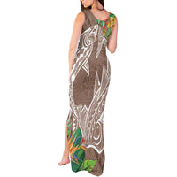 Polynesia Tank Maxi Dress Sharks Duo Tropical Brown LT7 - Polynesian Pride