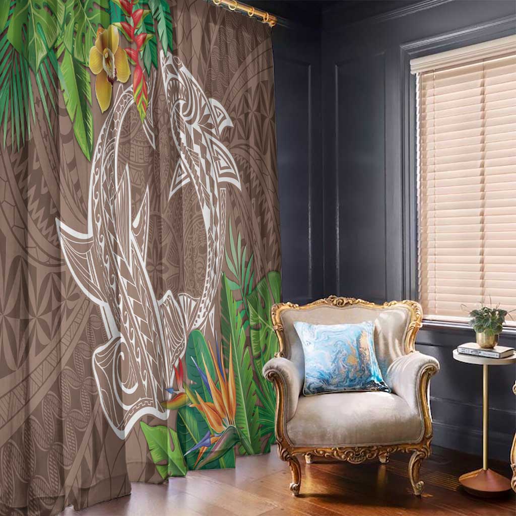 Polynesia Window Curtain Sharks Duo Tropical Brown LT7 - Polynesian Pride
