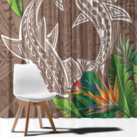 Polynesia Window Curtain Sharks Duo Tropical Brown LT7 - Polynesian Pride