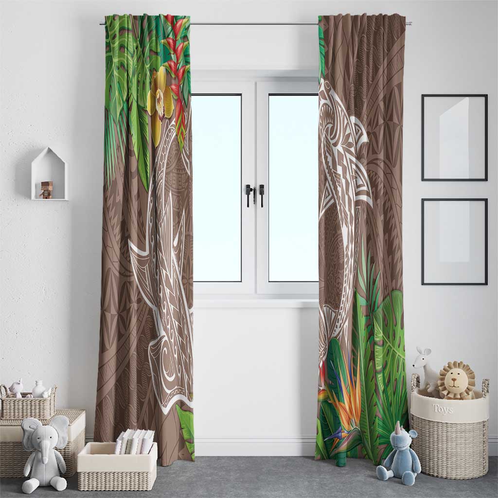 Polynesia Window Curtain Sharks Duo Tropical Brown LT7 - Polynesian Pride