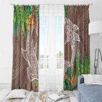 Polynesia Window Curtain Sharks Duo Tropical Brown LT7 - Polynesian Pride