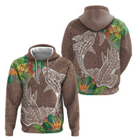 Polynesia Zip Hoodie Sharks Duo Tropical Brown