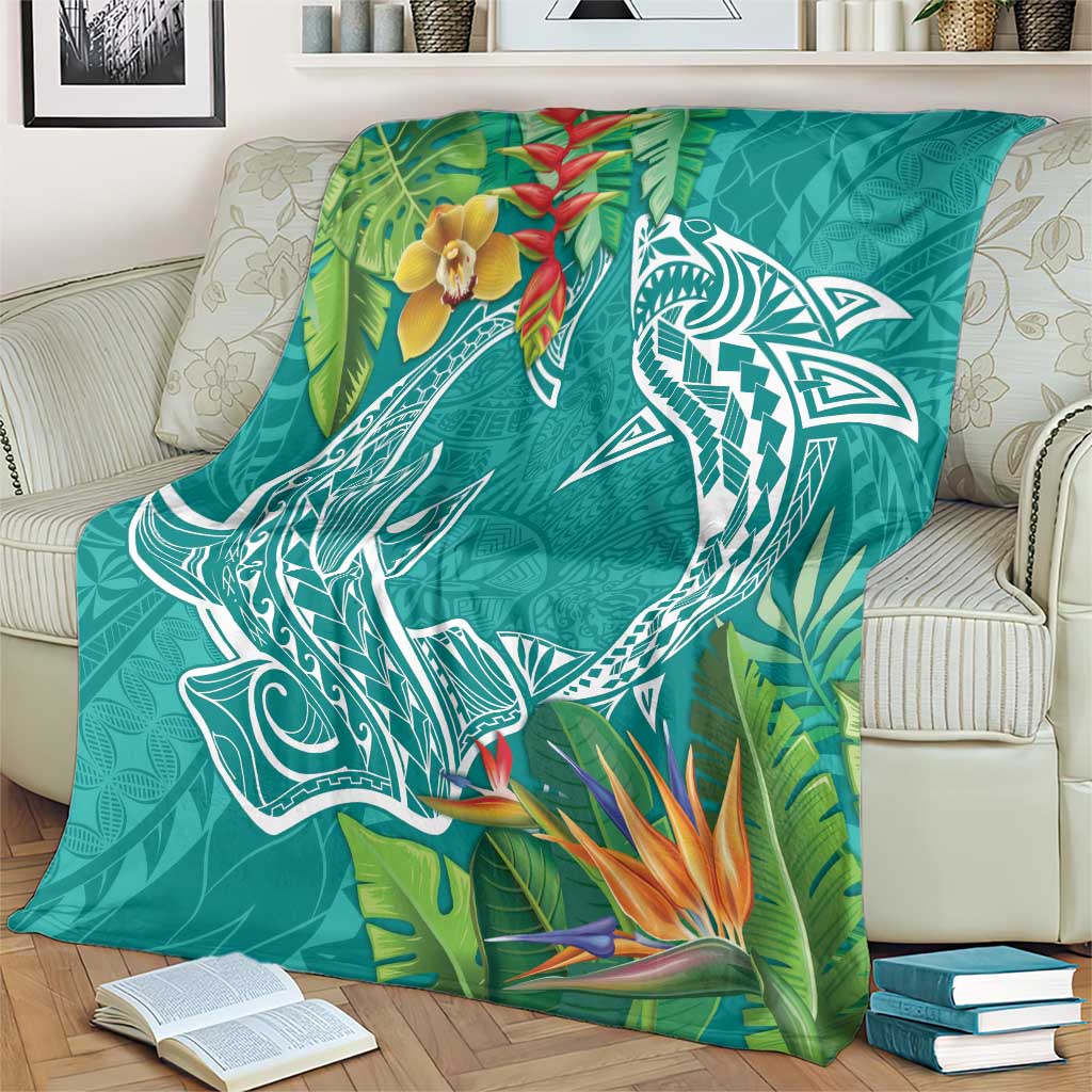 Polynesia Blanket Sharks Duo Tropical Teal LT7 - Polynesian Pride