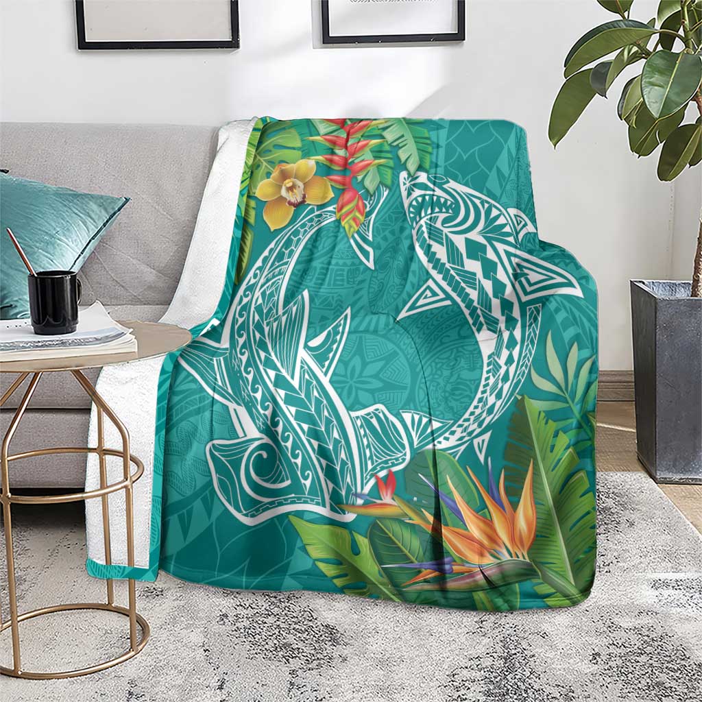 Polynesia Blanket Sharks Duo Tropical Teal LT7 - Polynesian Pride