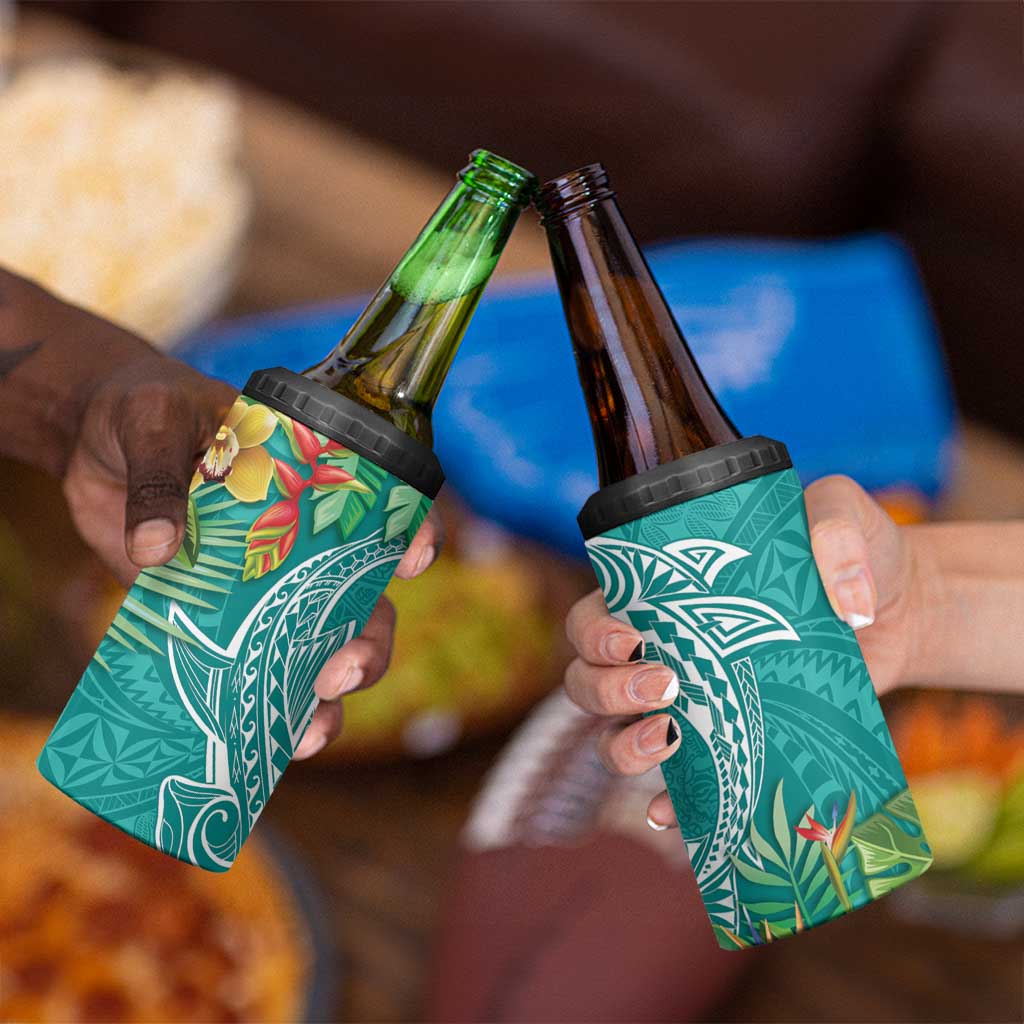 Polynesia 4 in 1 Can Cooler Tumbler Sharks Duo Tropical Teal LT7 - Polynesian Pride