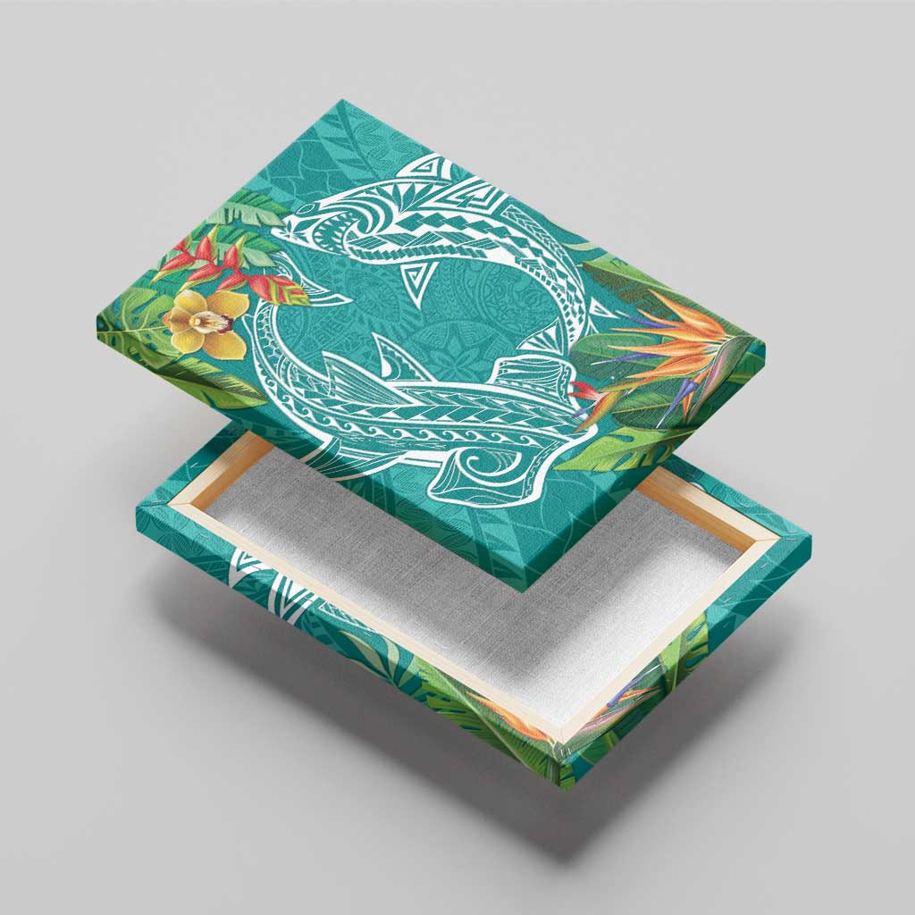 Polynesia Canvas Wall Art Sharks Duo Tropical Teal LT7 - Polynesian Pride