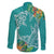 Polynesia Family Matching Long Sleeve Bodycon Dress and Hawaiian Shirt Sharks Duo Tropical Teal