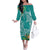 Polynesia Family Matching Off The Shoulder Long Sleeve Dress and Hawaiian Shirt Sharks Duo Tropical Teal