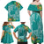 Polynesia Family Matching Off Shoulder Maxi Dress and Hawaiian Shirt Sharks Duo Tropical Teal