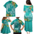 Polynesia Family Matching Puletasi and Hawaiian Shirt Sharks Duo Tropical Teal