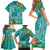 Polynesia Family Matching Short Sleeve Bodycon Dress and Hawaiian Shirt Sharks Duo Tropical Teal