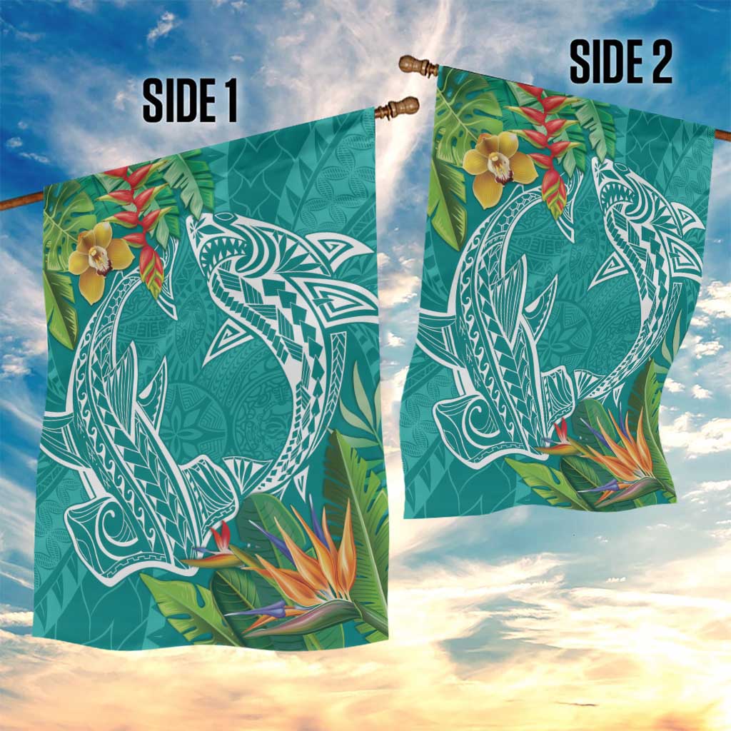 Polynesia Garden Flag Sharks Duo Tropical Teal LT7 - Polynesian Pride