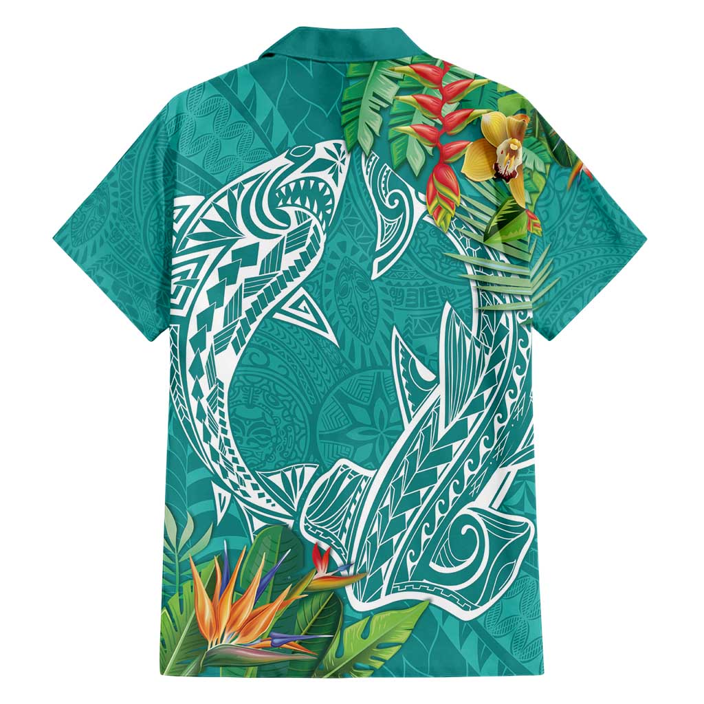 Polynesia Hawaiian Shirt Sharks Duo Tropical Teal LT7 - Polynesian Pride
