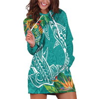 Polynesia Hoodie Dress Sharks Duo Tropical Teal LT7 Teal - Polynesian Pride