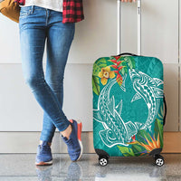 Polynesia Luggage Cover Sharks Duo Tropical Teal
